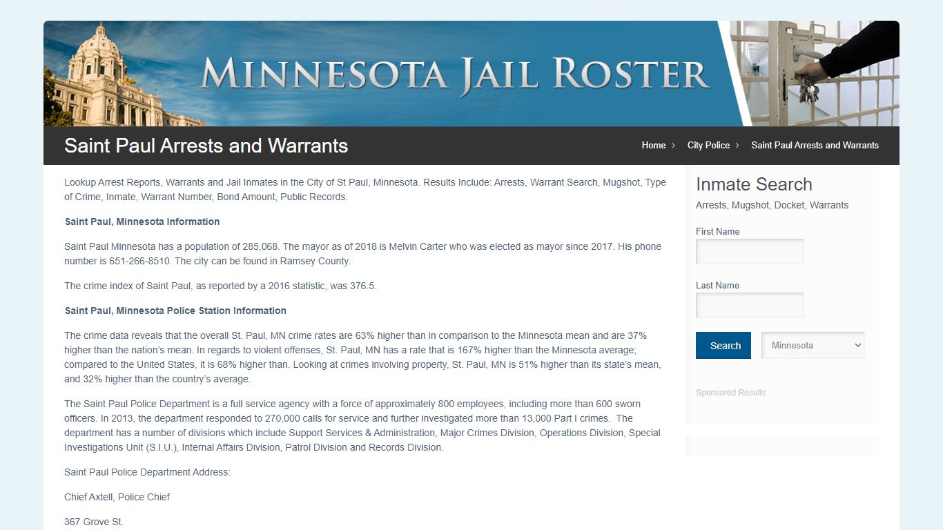 Saint Paul Arrests and Warrants | Jail Roster Search