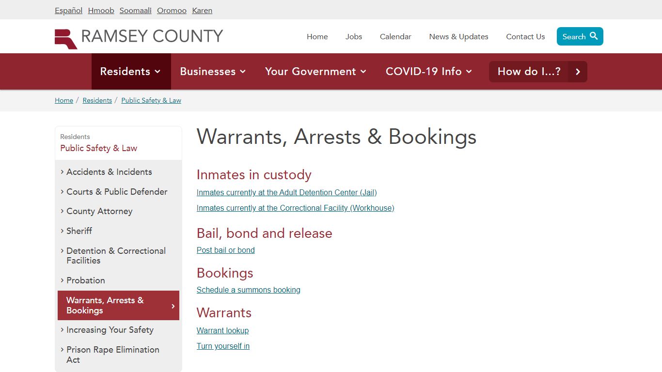 Warrants, Arrests & Bookings | Ramsey County