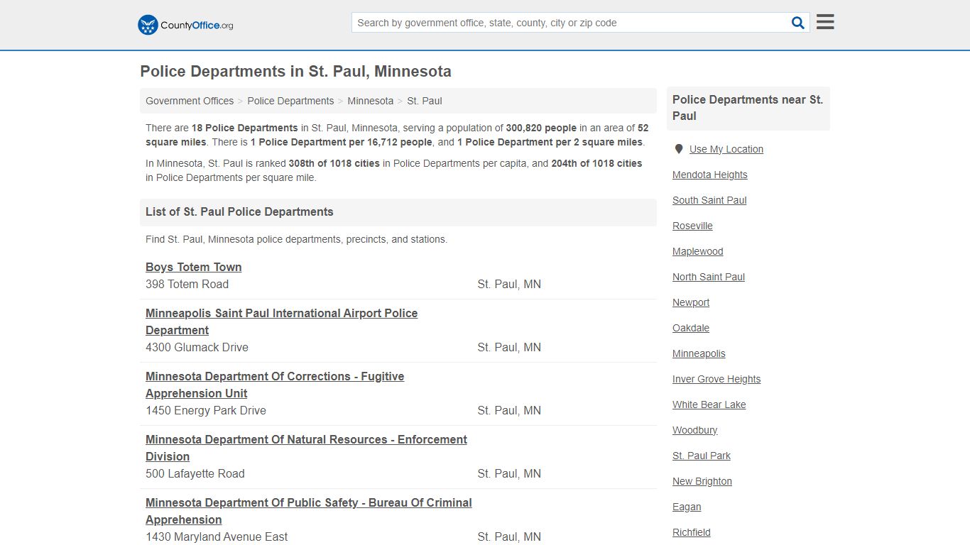 St. Paul, MN (Arrest Records & Police Logs) - County Office